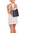 Дамска кожена чанта за рамо в черно и цвят таупе Sally-4 снимка