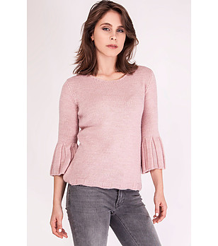 Дамски плетен пуловер в розово Cheryl снимка