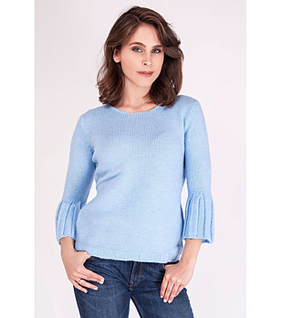 Дамски плетен пуловер в синьо Cheryl снимка