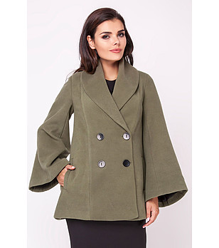 Дамско палто в цвят каки с вълна Katherine снимка
