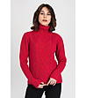 Дамски плетен пуловер в цвят малина Carlie-0 снимка