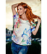 Многоцветна дамска блуза с флорален принт-0 снимка