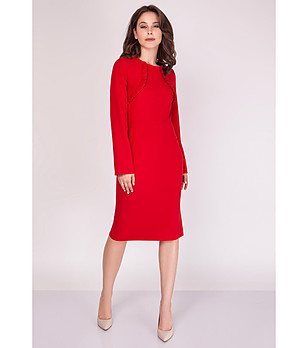 Червена рокля с къдрички Charlot снимка