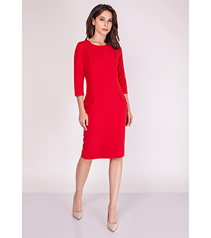 Червена рокля с 3/4 ръкави снимка