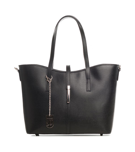 Дамска кожена чанта за рамо в черно Rosi снимка