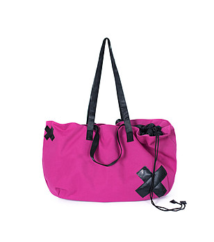 Дамска памучна чанта в цвят циклама снимка