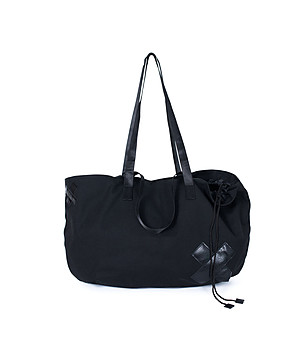 Дамска памучна чанта в черно снимка