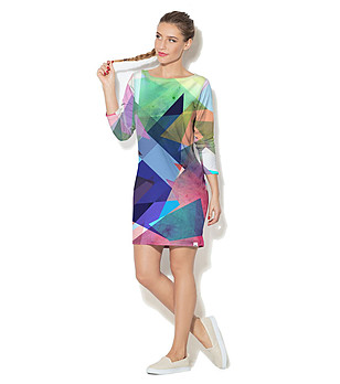 Многоцветна рокля с фигурален принт Emily снимка
