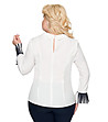 Дамска блуза в бяло с тъмносини къдрички Pam-1 снимка