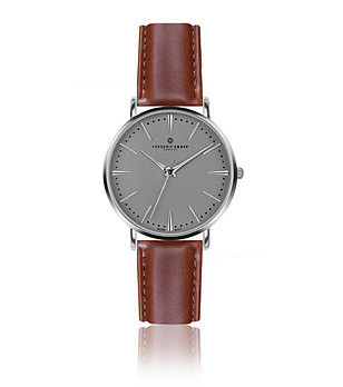 Сребрист мъжки часовник с кафява каишка Eiger снимка