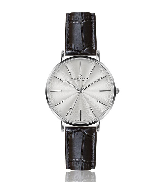 Дамски сребрист часовник с черна каишка Monte Rosa снимка