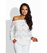 Бяла плетена дамска блуза Alvara-0 снимка