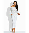 Бяла плетена дамска блуза Alvara-3 снимка