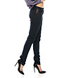 Черен дамски памучен панталон с джобове Janette-2 снимка