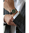 Мъжки розовозлатист часовник с черна каишка и зелен цифереблат Grunhorn-1 снимка