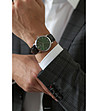 Сребрист мъжки часовник с черна каишка Grunhorn-1 снимка