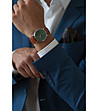 Сребрист мъжки часовник в кафява кожена каишка Grunhorn-1 снимка