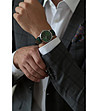 Мъжки часовник в сребристо и зелено Grunhorn-4 снимка