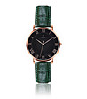 Розовозлатист мъжки часовник със зелена каишка Dom-0 снимка