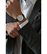 Мъжки часовник в розовозлатисто с тъмнокафява каишка Dent Blanche-1 снимка