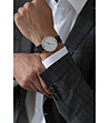 Мъжки часовник в розовозлатисто с каишка в черно Dent Blanche-1 снимка