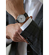 Сребрист мъжки часовник с черна каишка Dent Blanche-1 снимка