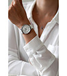 Сребрист дамски часовник с бяла кожена каишка Monte Rosa-1 снимка