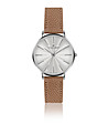 Сребрист дамски часовник в светлокафява кожена каишка Monte Rosa-0 снимка