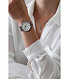 Сребрист дамски часовник в светлокафява кожена каишка Monte Rosa-4 снимка