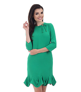 Зелена рокля с къдричка Idalia снимка