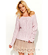 Дамски плетен пуловер в розов меланж Stela-0 снимка