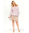 Дамски плетен пуловер в розов меланж Stela-2 снимка