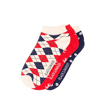 Комплект от три чифта мъжки чорапи за маратонки в синьо, червено и цвят екрю Whitby снимка