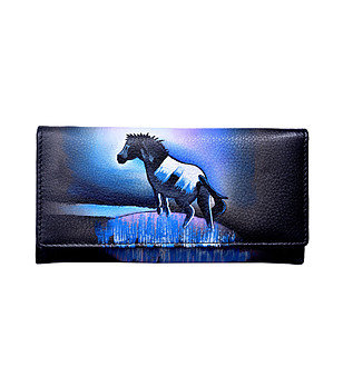 Дамски портфейл в черно и синьо Dark Horse снимка