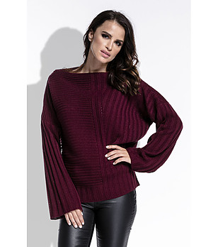 Дамски пуловер в цвят бургунд Martina снимка