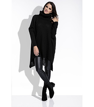 Черен дълъг дамски пуловер Milаna снимка