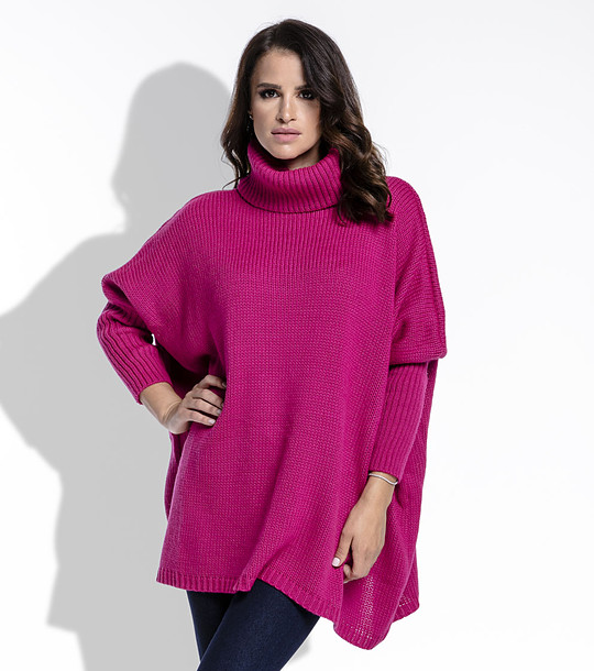 Дълъг дамски пуловер в цвят амарант Liana снимка