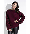 Дамски пуловер в цвят бургунд Martina-0 снимка