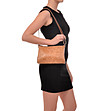 Дамска кожена чанта за рамо в цвят коняк Nina-4 снимка