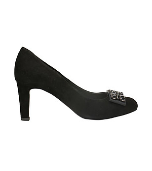 Черни дамски велурени обувки с декорация Candace снимка