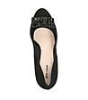 Черни дамски обувки от велур с декорация Candace-1 снимка
