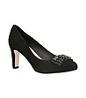 Черни дамски обувки от велур с декорация Candace-3 снимка