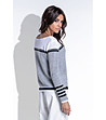 Дамски пуловер в сиво и бяло Kylie-1 снимка