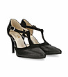 Черни дамски кожени обувки на ток-3 снимка