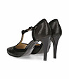 Черни дамски кожени обувки на ток-4 снимка