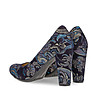 Дамски обувки в черно и синьо с флорални елементи-4 снимка