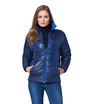 Тъмносиньо дамско яке с висока яка Breta снимка