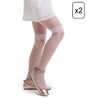 Комплект от 2 броя бели чорапогащи Galla 20 DEN снимка