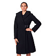 Дамско вълнено черно палто с джобове-3 снимка