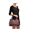 Дамска кожена чанта в цвят бургунд Sania-4 снимка